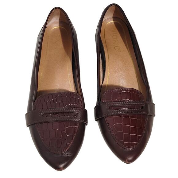 Vionic Savannah Pointed Flats Loafer Shoes Brown Leather Womens US 8 EU 38 - Picture 1 of 6